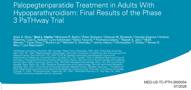 Palopegteriparatide Treatment in Adults With Hypoparathyroidism: Final Results of the Phase 3 PaTHway Trial